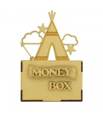 Laser Cut Small Money Box - TeePee Design